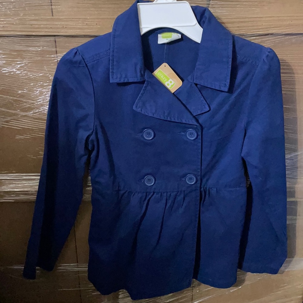 NWT Crazy 8 light pea coat size 7-8